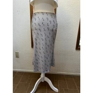 Floral Midi Slip Skirt Soft Lavender grey/silver Cottagecore Romantic Sz Medium